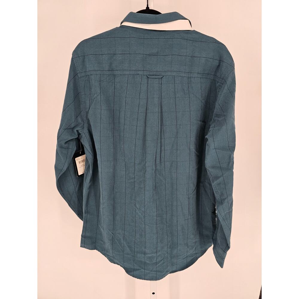 Vintage R&R Casuals Mens Sz L Dark Teal Long Sleeve Button Up Dress Shirt NEW - Picture 4 of 4